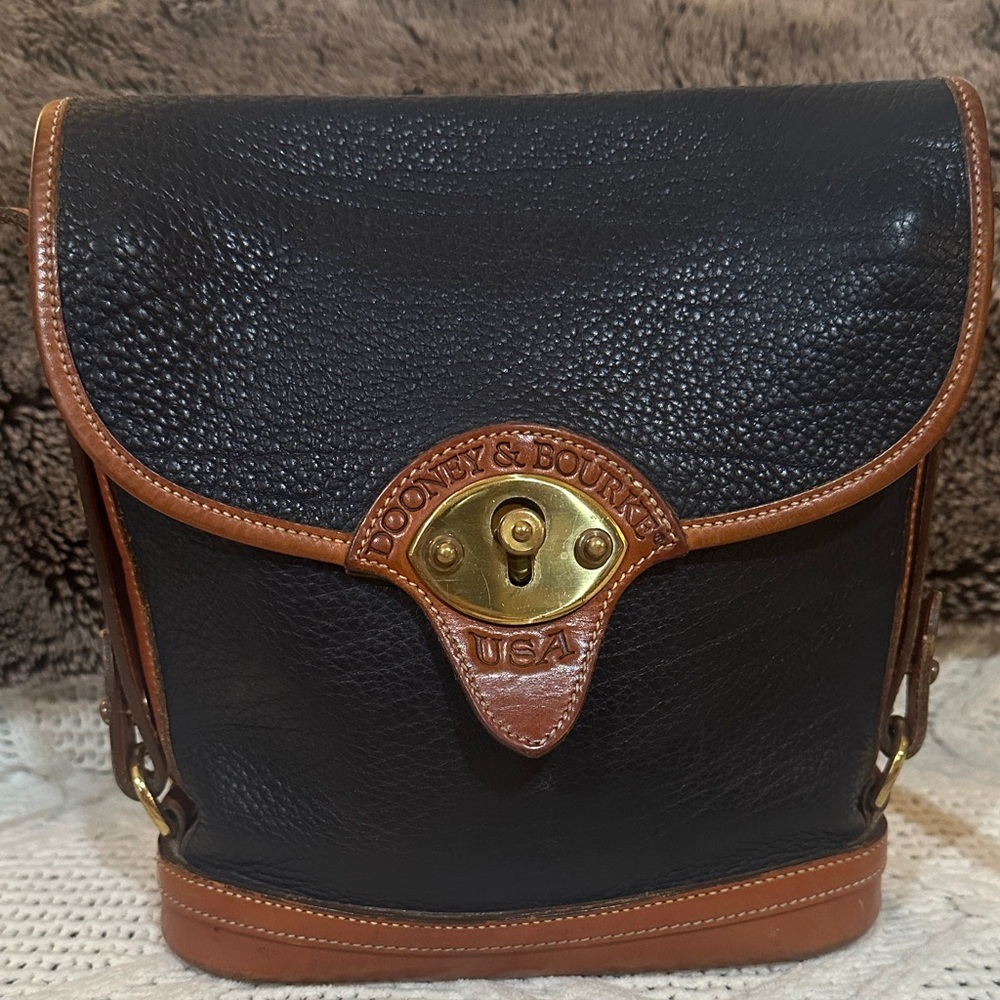 Dooney & Bourke Black and Brown Leather Satchel